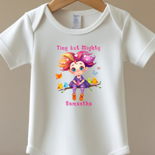 Tiny but Mighty Rainbow Pixie with Bird Friends Baby Bodysuit