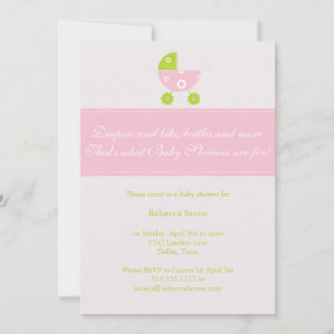tiny carriage baby shower invitation {girl}