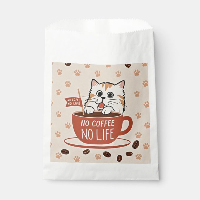 Tiny cat paw prints and coffee beans Poster Favour Bags (Front)
