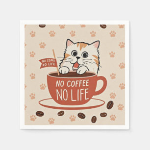 Tiny cat paw prints and coffee beans Poster Napkin