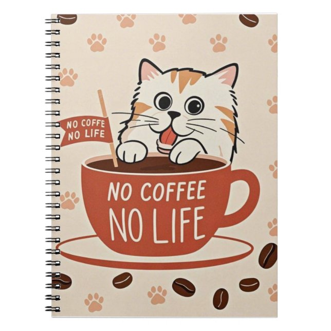 Tiny cat paw prints and coffee beans Poster Notebook (Front)