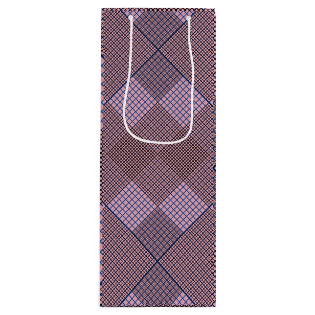 Tiny chequered 2 tones 04A Lpink BG Wine Gift Bag (Front)