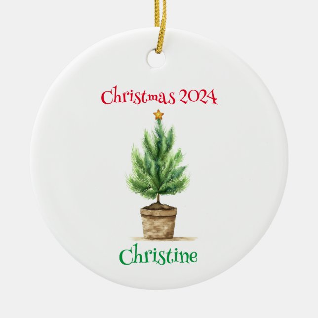 Tiny Christmas Tree Personalised Ornament (Front)