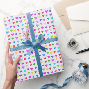 Tiny Colourful Flirty Hearts Pattern Wrapping Paper