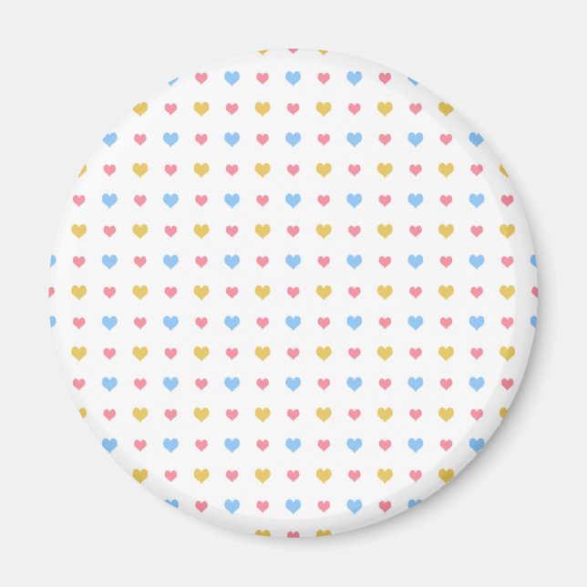 Tiny Colourful Hearts Pattern Pink Blue Yellow Magnet (Front)