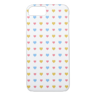 Tiny Colourful Hearts Pattern Yellow Pink Blue Case-Mate iPhone Case