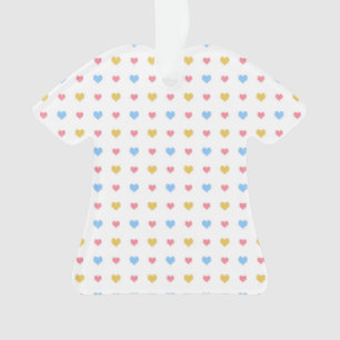 Tiny Colourful Hearts Pattern Yellow Pink Blue Ornament