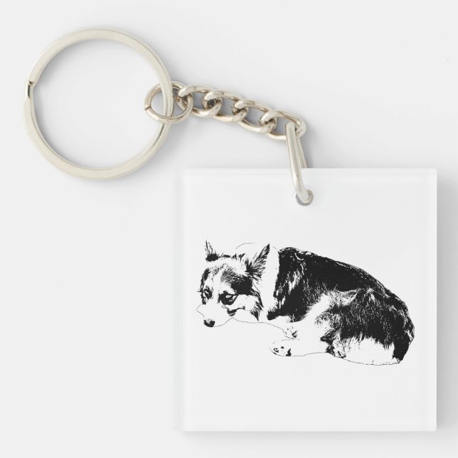 Tiny Corgi, Graphic Tile Key Ring (Front)