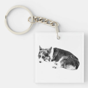 Tiny Corgi, Loyal Square Key Ring