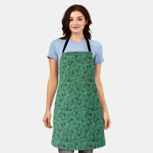 Tiny cute green floral pattern apron