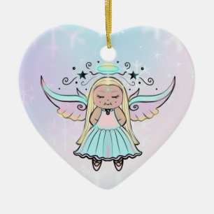 Tiny cute little angels by Renee Lavoie Ceramic O Tree Decoration