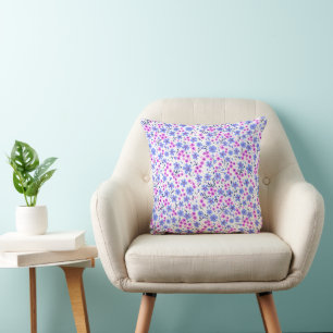 Tiny cute white blue pink floral pattern cushion