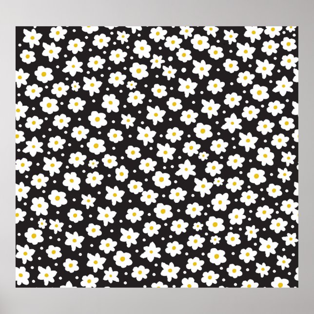 Tiny daisies, vintage, seamless background. poster (Front)