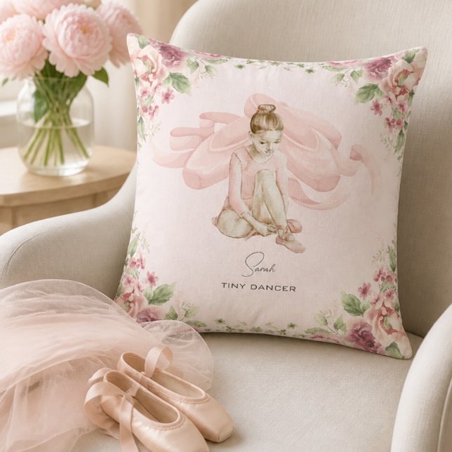 Tiny Dancer Ballerina Personalised Throw Pillow (Creator Uploaded)