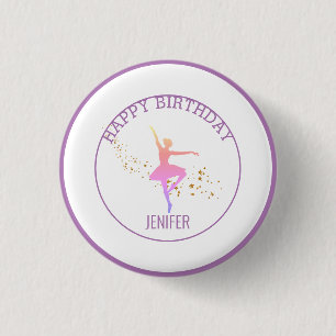 Tiny Dancer Pink Floral Ballet Birthday Party 3 Cm Round Badge
