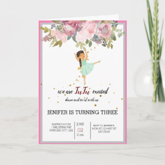 Tiny Dancer | Pink Floral Ballet Birthday Party Invitation