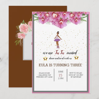 Tiny Dancer Pink Floral Ballet Birthday Party Thank You Card