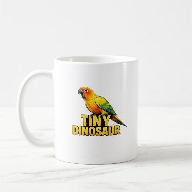 Tiny Dinosaur Sun Conure Coffee Mug (Left)