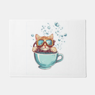 Tiny Diver Cat � Funny Scuba Kitty Tea Lover Doormat