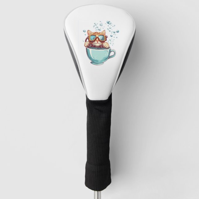 Tiny Diver Cat � Funny Scuba Kitty Tea Lover Golf Head Cover (Front)