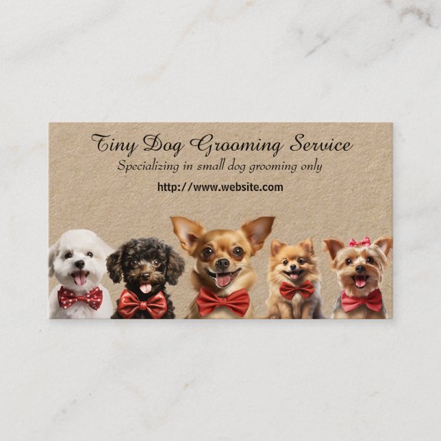 Tiny Dog Grooming Service Business Card (Front)