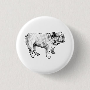 tiny dot joy, bulldog 3 cm round badge
