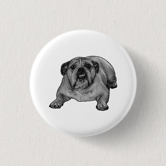 Tiny dots, big bulldog 3 cm round badge (Front)