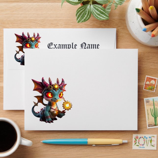Tiny Dragon, Big Time Energy – The Ember Clockling Envelope (Desk)