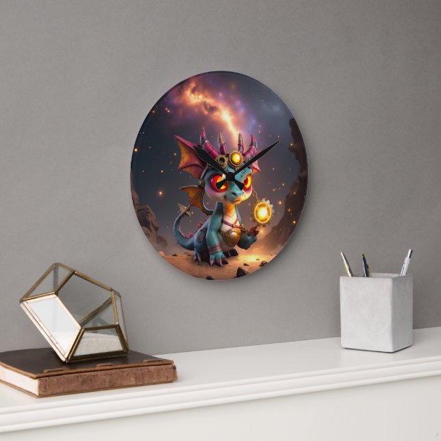 Tiny Dragon, Big Time Energy – The Ember Clockling Large Clock (Office)