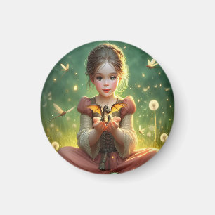 Tiny Dragon Keeper with Butterflies Magnet