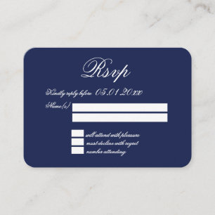 Tiny Elegant Minimal Navy Blue Wedding RSVP Enclosure Card