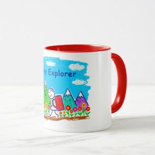 Tiny Explorer Stick Figure Hiking Illustration Mug