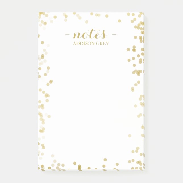 Tiny Faux Gold Confetti Personalised Notes (Front)
