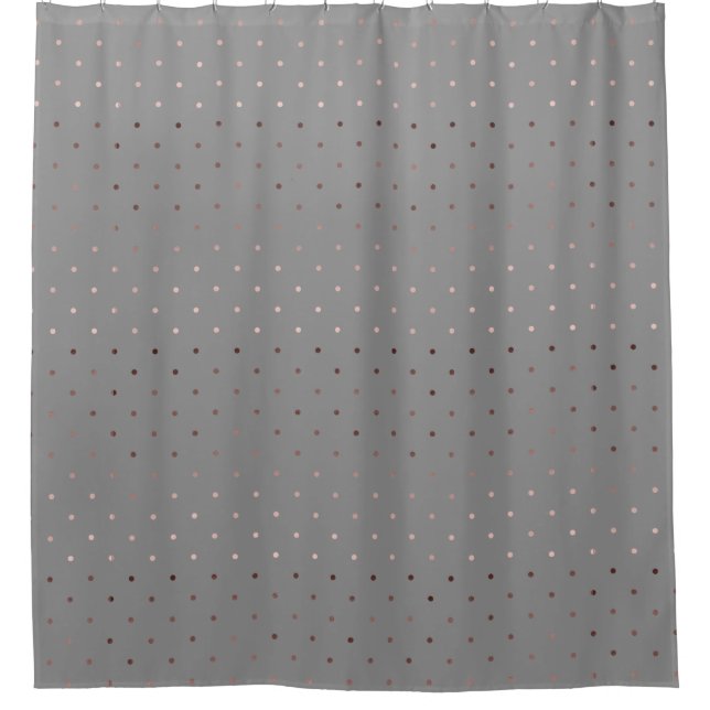 tiny faux rose gold grey polka dots pattern shower curtain (Front)