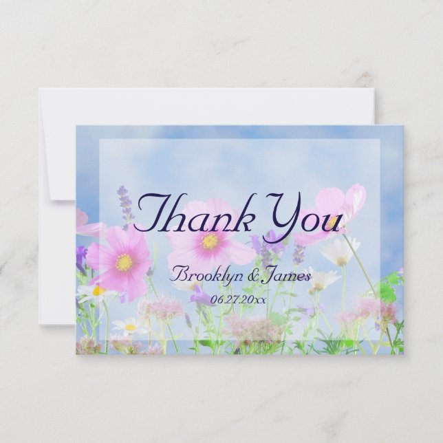 Tiny Floral Wedding Thank You Card Wild Flowers (Front)