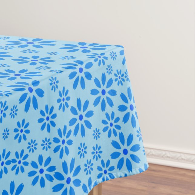 Tiny Flowers Pattern.Blue 02.b LBlue BG Tablecloth (In Situ)