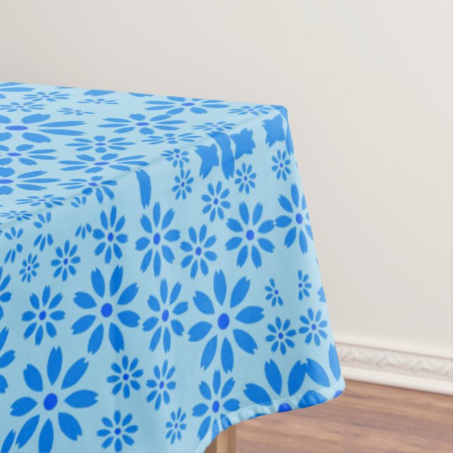 Tiny Flowers Pattern.Blue 02.b LBlue BG Tablecloth (In Situ)