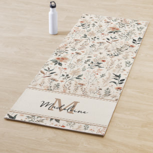 Tiny Flowers Rustic Chic Pattern Name Monogram Yoga Mat