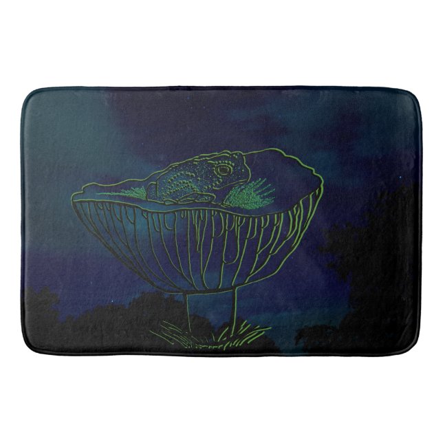 Tiny Frog in Mushroom Fleece Blanket Bath Mat (Front)