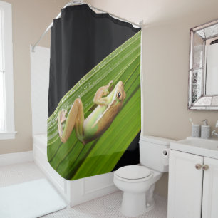 Tiny Frog On A Leaf Shower Curtain