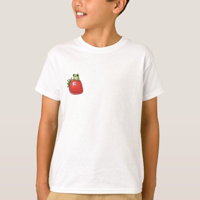 Tiny Frog Strawberry Perch Kids T-Shirt (Front)