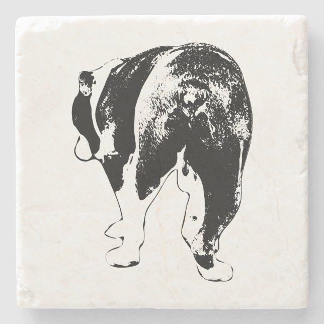 Tiny Gallery Bulldog, Winter Cheer Stone Coaster (Front)