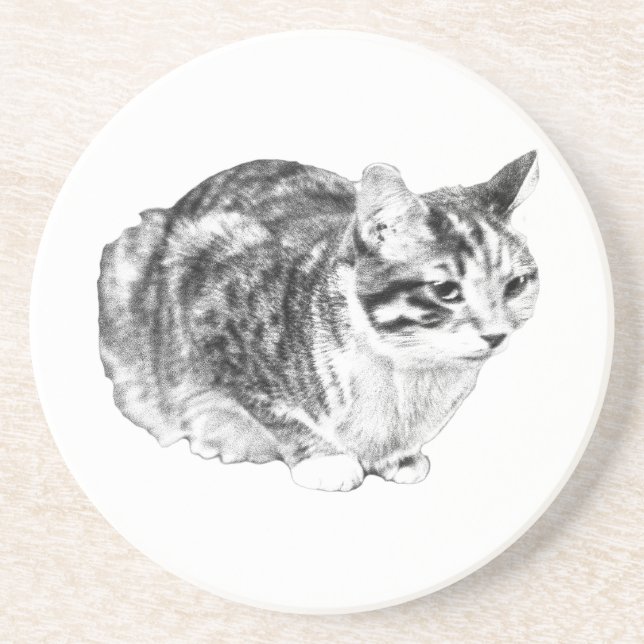 Tiny Gallery: Tabby on Cushion Coaster (Front)