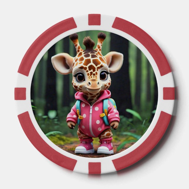 "Tiny Giraffe, Big World" Poker Chips (Front)