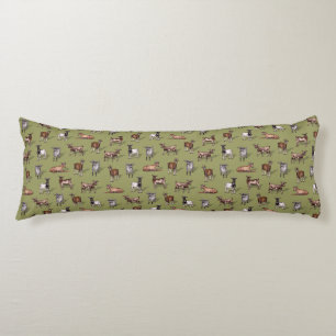 Tiny Goats on Green - Goat Herd Pattern Body Cushion