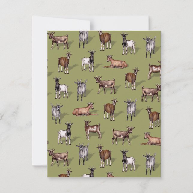 Tiny Goats on Green - Goat Herd Pattern Card (Front)