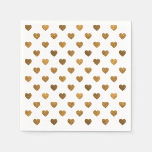 Tiny Gold Glittered Hearts Pattern Cocktail Napkin