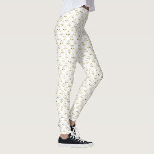 Tiny Gold Scales Of Justice on White Leggings