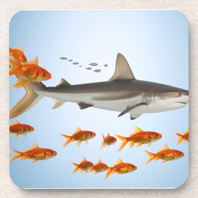 “Tiny Goldfish, Big Shark Energy” Coaster (Front)
