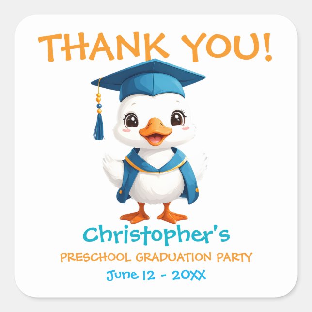 Tiny Goose Graduation Celebration Square Sticker (Front)